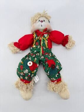 Vintage 1995 TL Toys Christmas Bunny Rabbit Plush Doll Green Red Holiday